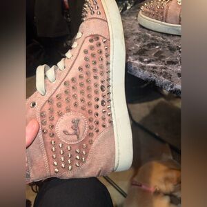 Authentic Men’s Christian Louboutin Spiked Mauve High Top Shoes Size 43.5